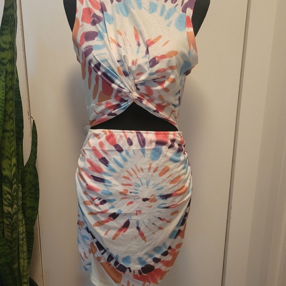 Tye dye Crop top midi dress size large - Picture 9 of 9